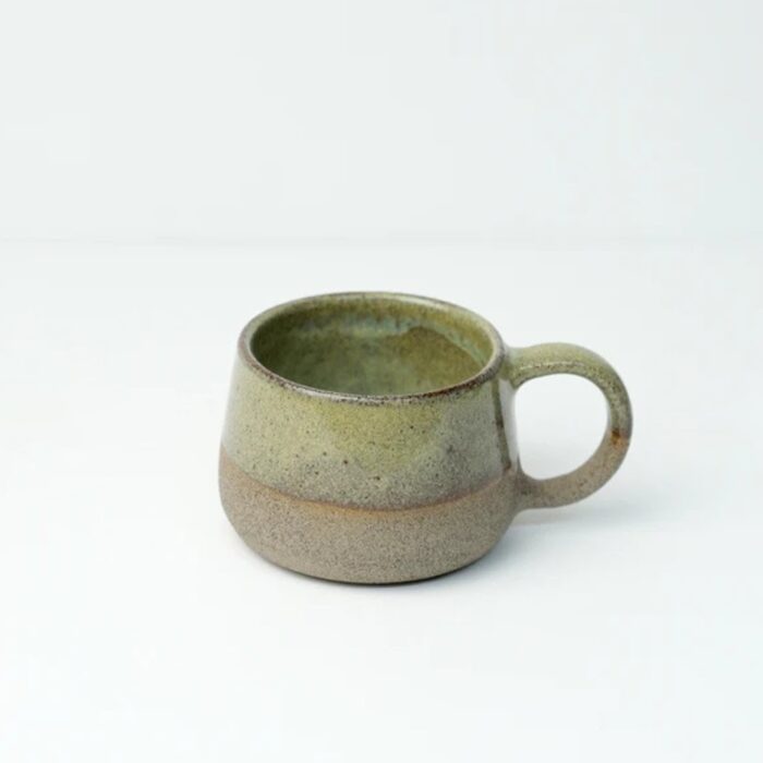 Handmade ceramic mug olive double