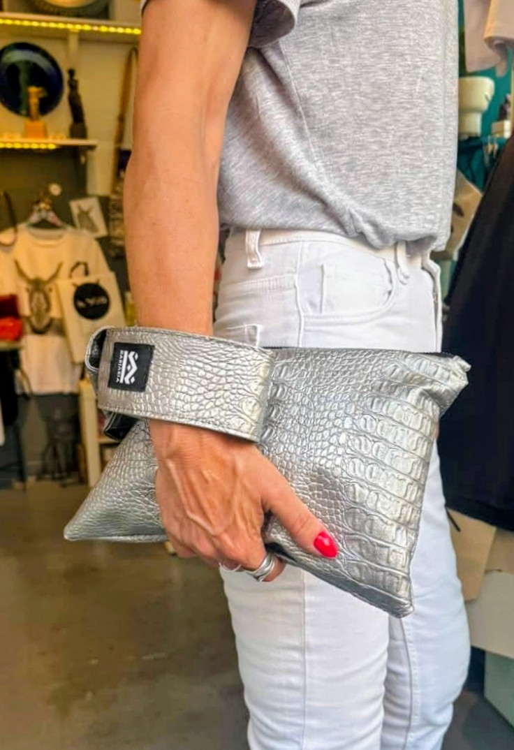 Silver mat Croco _ τσάντα χειρός - Image 3